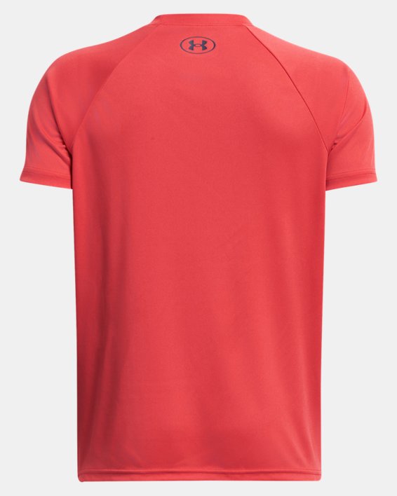 Boys' UA Tech™ Hybrid Print Fill Short Sleeve in Red image number 1